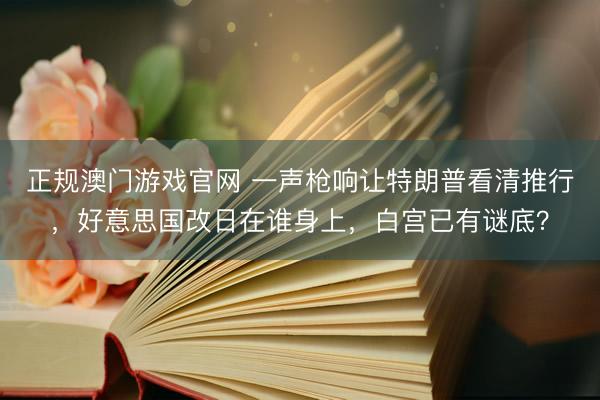 正规澳门游戏官网 一声枪响让特朗普看清推行，好意思国改日在谁身上，白宫已有谜底？