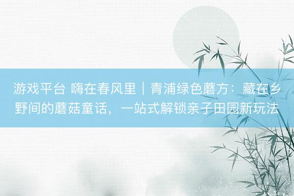 游戏平台 嗨在春风里｜青浦绿色蘑方：藏在乡野间的蘑菇童话，一站式解锁亲子田园新玩法